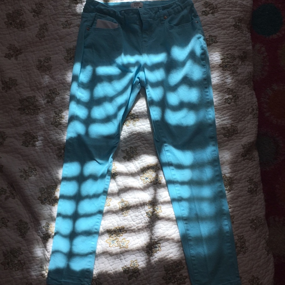 Blue pants.